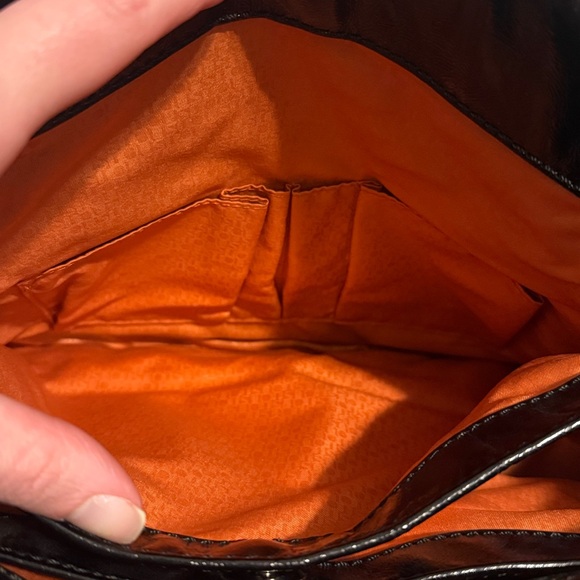 Tous Black Embossed Leather Shoulder Bag Hearts Bears Pattern - Picture 8 of 12